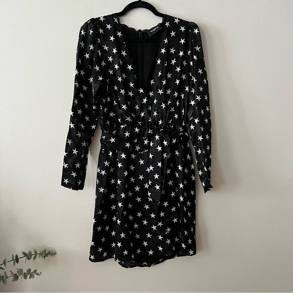 The Kooples Star Boulevard Lace Trim Black Satin Mini Dress - Picture 3 of 10